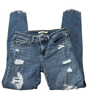 Levis‎ 711 Skinny Jeans 26 Medium Wash Distressed Ripped Raw Hem 18882-0099